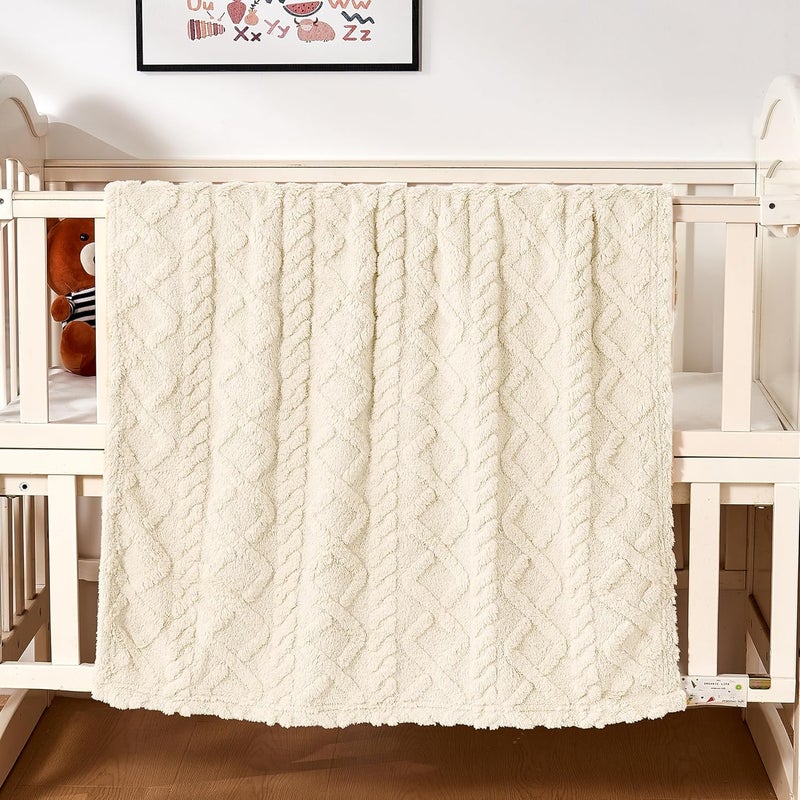 Yurhap Sherpa Fleece Baby Blanket, Ultra Soft Fluffy Premium Baby Blankets for Boys Girls, Cozy Infant Toddler Newborn Receiving Blankets for Crib Stroller 30”×40” (Cream) - Image 4